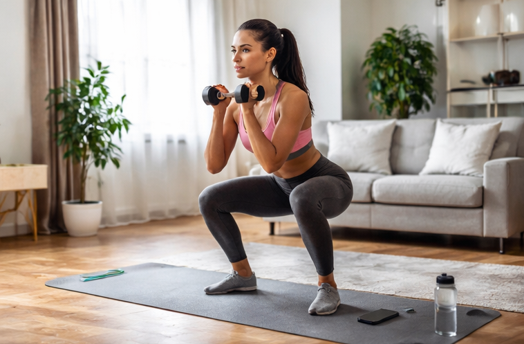 home workout dumbbell squat