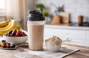 protein shake on kitchen counter