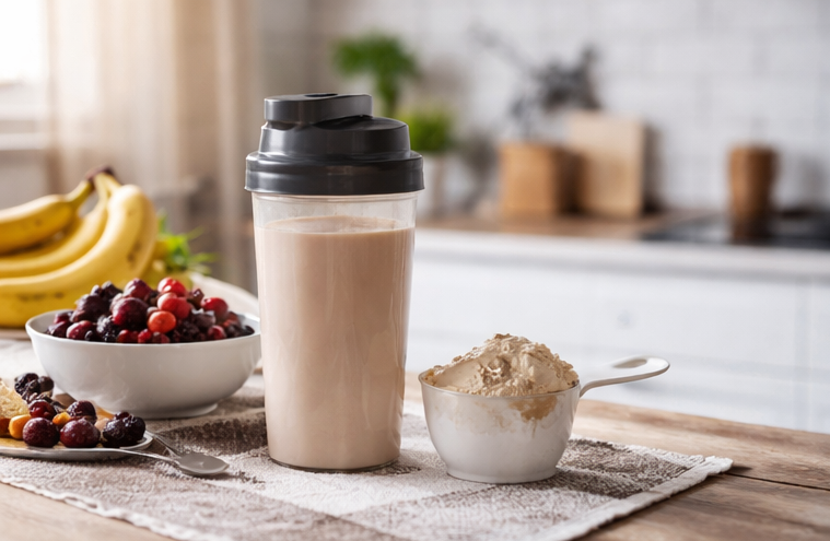 protein shake on kitchen counter