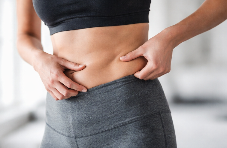 lower belly fat area close up