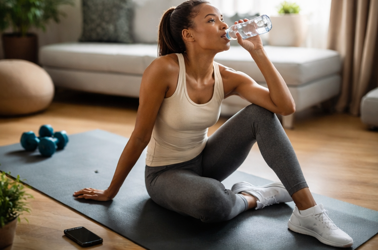 istirahat singkat setelah workout di rumah