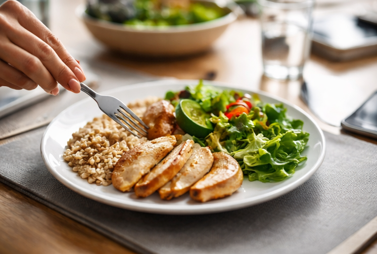 balanced healthy meal portion