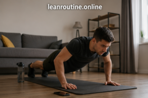 man doing push up workout at home