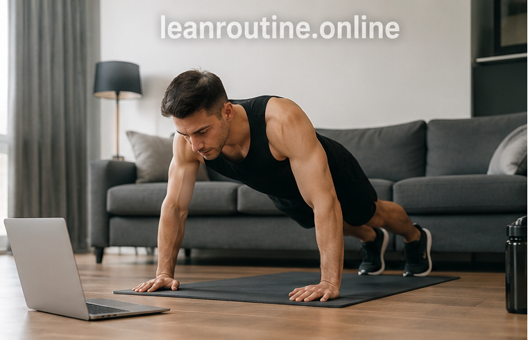 busy person doing home workout